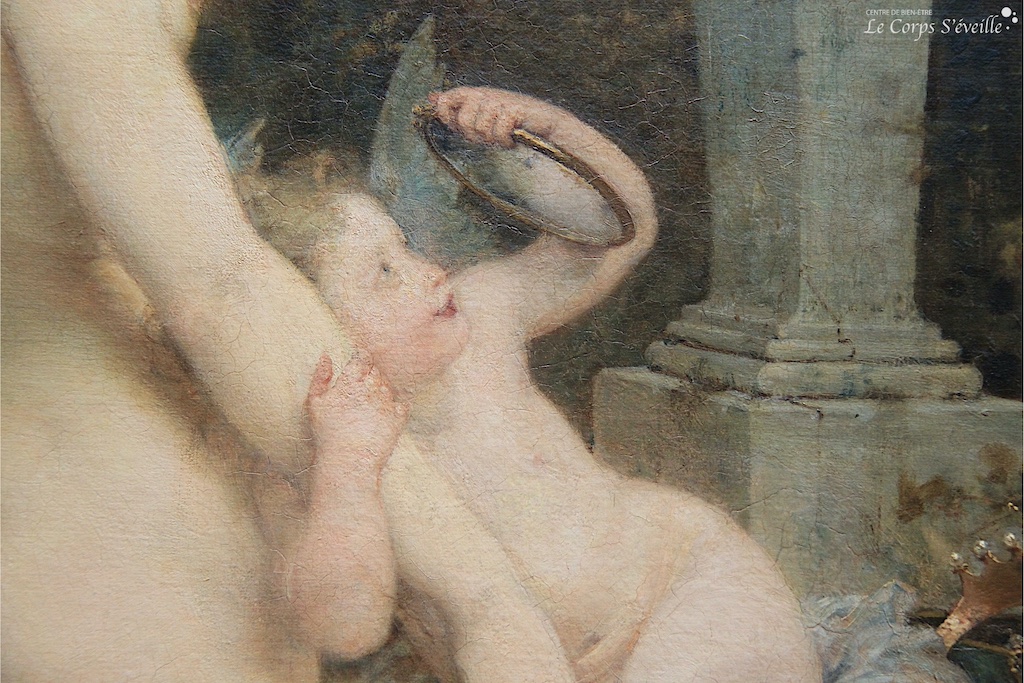 Restaurer le contact. Détail d’une peinture de Paul Baudry : La toilette de Vénus. Beaux-arts de Bordeaux.