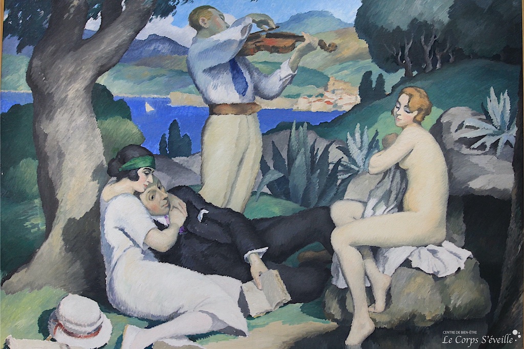 Le toucher au féminin. Peinture de Gaston Balande : Improvisation. Musée des beaux-arts de Pau.