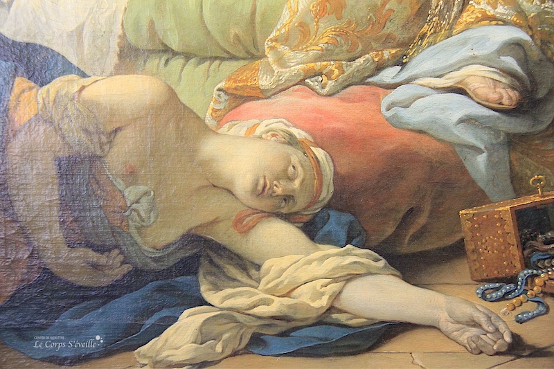 Les méandres du bien-être. Détail d’une peinture de Lagrenee dit L’Aïné. Musée des beaux-arts de Pau.