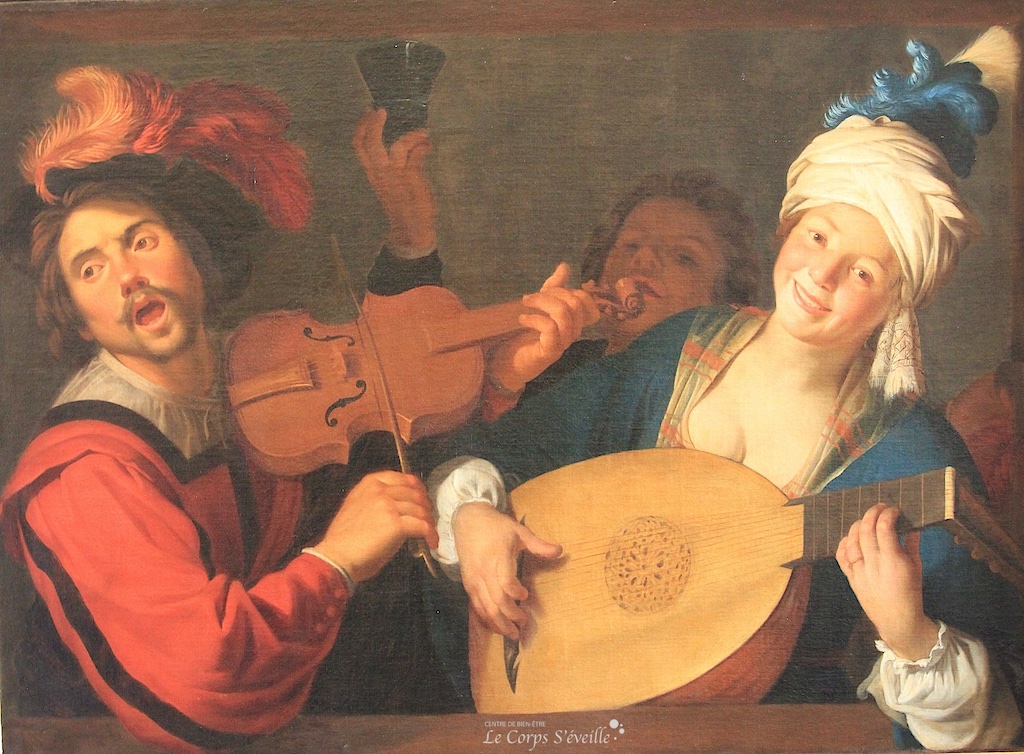 Les chanteurs : détail d’une peinture de Gerard Van Honthorst. Musée des beaux-arts de Lyon.
