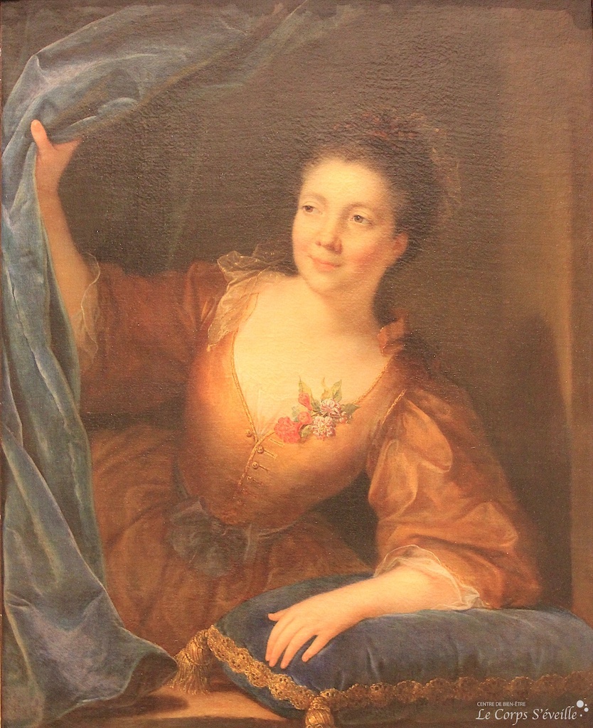 Peinture de femme à sa fenêtre. Peinture de Jean Raoux. Musée des beaux-arts de Lyon.