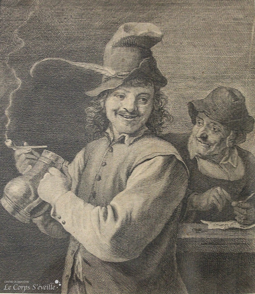 Scène de cabaret : détail d’un dessin de Franciscus van der Steen. Musée des beaux-arts de Lyon.