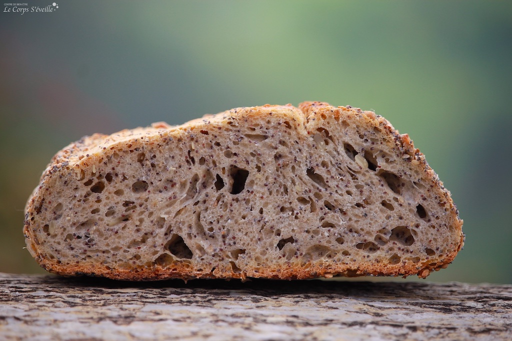 Alvéoles du pain Bio au blé complet et graines. La Mie Béarnaise, par Grégory Seube.