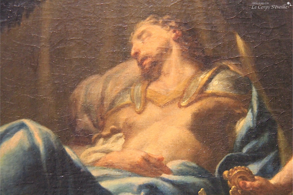 Sonder le ventre. Détail d’une peinture de Francesco Trevisani. Musée des beaux-arts de Pau.