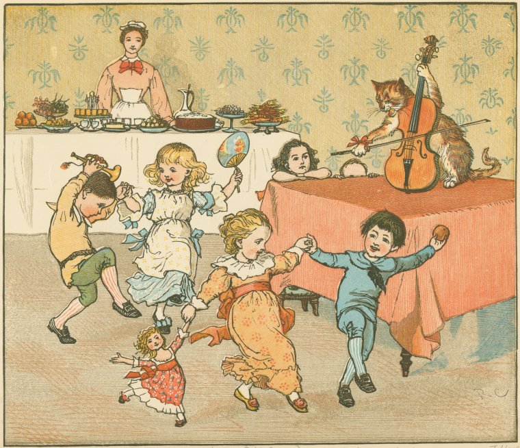 Hey, diddle, diddle, the cat and the fiddle (1885). Illustrateur : Randolph Cadelcott.